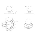 RAM-103U-D RAM Mounts Double Socket Arm with Round Ball Plate - C Size Long