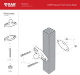 RAM-111-247U-3 RAM Mounts Universal Marine Electronic Mount for Square Posts up to 3" Wide