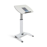 Luxor LX-PNADJ-WH Pneumatic Adjustable-Height Lectern / Mobile Standing Desk - White