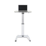 Luxor LX-PNADJ-WH Pneumatic Adjustable-Height Lectern / Mobile Standing Desk - White