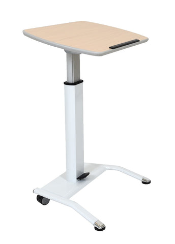 Luxor LX-PNADJ-LW Pneumatic Adjustable-Height Lectern / Mobile Standing Desk - Light Wood