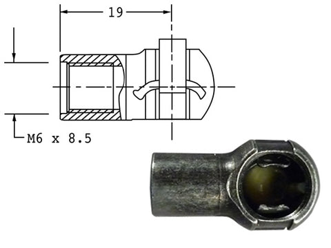 Havis CM86670 Replacement Steel Ball Socket for CM86662-30 Gas Spring - Synergy Mounting Systems